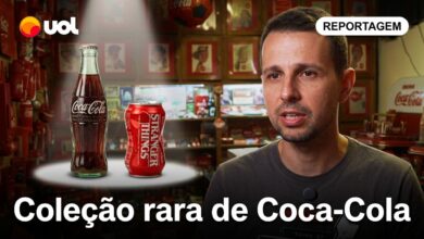 Coleção rara de Coca-Cola reúne garrafas centenárias e lata de Stranger Things avaliada em R$ 3 mil