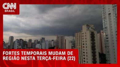 Fortes temporais atingem o Sul do Brasil e avançam para a região Sudeste nesta terça-feira