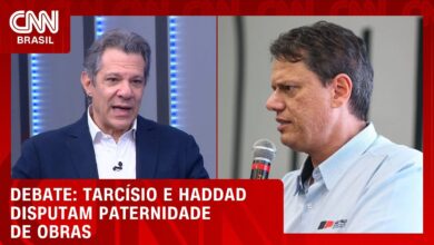 Haddad e Tarcísio disputam crédito por obras em debate eleitoral na Globo