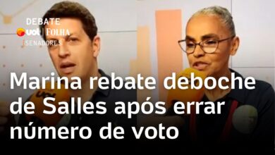 Marina Silva rebate deboche de Ricardo Salles após erro de voto em debate para o Senado de São Paulo