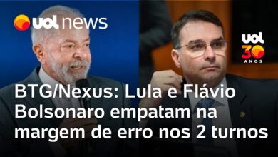 Pesquisa BTG/Nexus aponta empate técnico entre Lula e Flávio Bolsonaro nos dois turnos