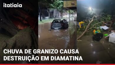 Temporal com granizo causa estragos e bloqueios em Diamantina