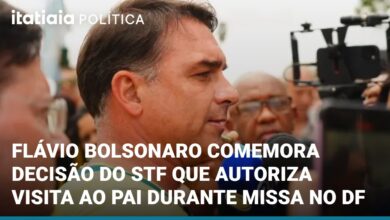 Flávio Bolsonaro participa de missa em Brasília e celebra autorização do STF para visitar o pai